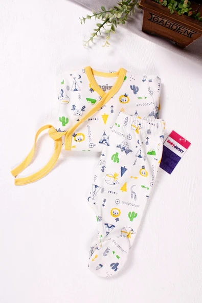 Yeni Doğan 3-6 Ay Camp Erkek Bebek Takımı Kruvaze 2'li Sarı - Resim 4