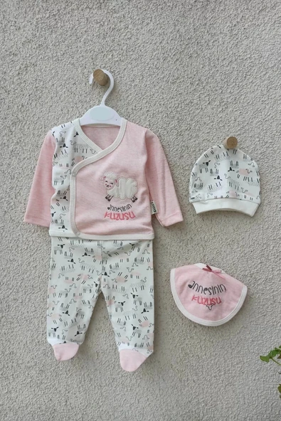 Annesinin Kuzusu Şapkalı Eldivenli 5'li Kız Bebek Takım Seti ürün görseli