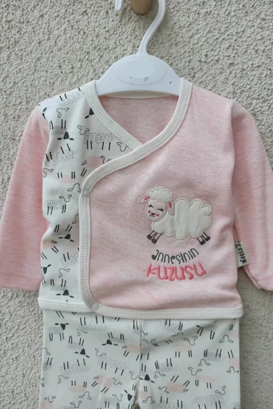 Annesinin Kuzusu Şapkalı Eldivenli 5'li Kız Bebek Takım Seti - Resim 4