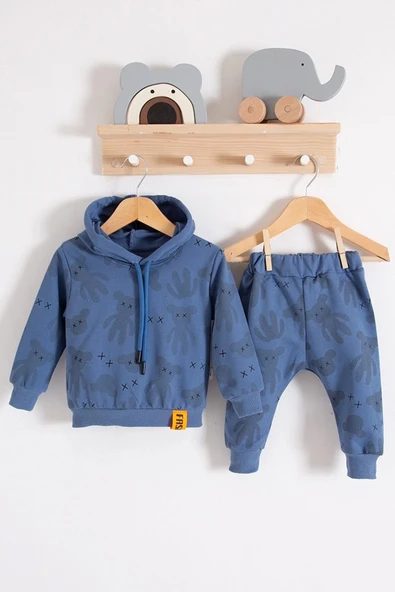 3-18 Ay Erkek Bebek Takımı Cool Bear Kapüşonlu Lacivert - 5