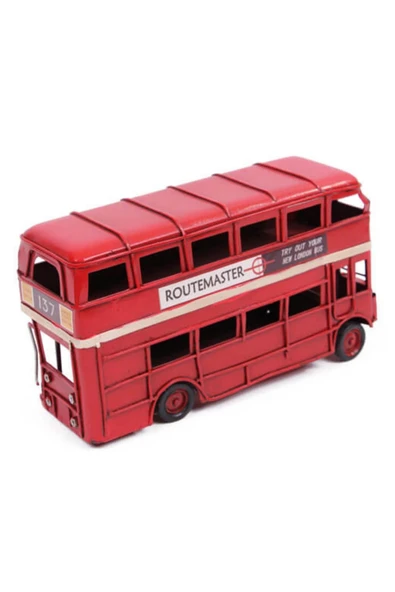 Dekoratif Metal Londra Şehir Otobüsü 17 cm - Resim 8