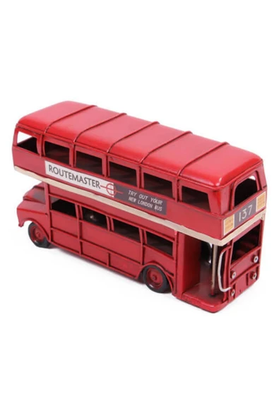 Dekoratif Metal Londra Şehir Otobüsü 17 cm - Resim 9