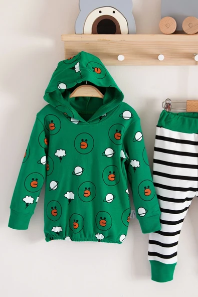 3-18 Ay Erkek Bebek Alt&Üst Takımı Civciv 2'li Yeşil - Resim 4