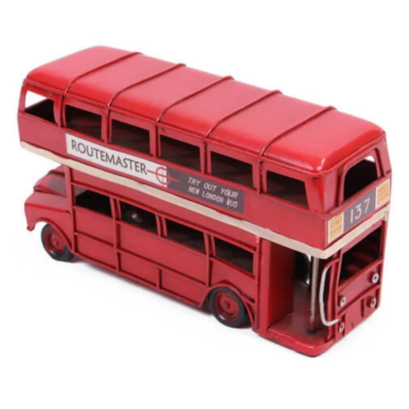 Dekoratif Metal Londra Şehir Otobüsü 17 cm - Resim 4