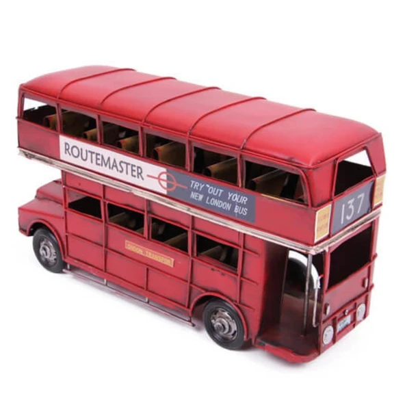 Dekoratif Metal Londra Şehir Otobüsü 32 cm - Resim 5