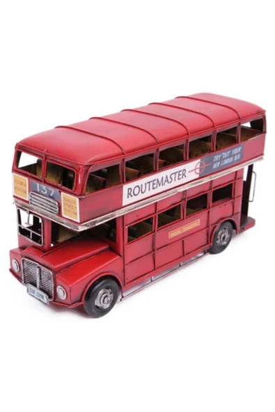 Dekoratif Metal Londra Şehir Otobüsü 32 cm - Resim 7