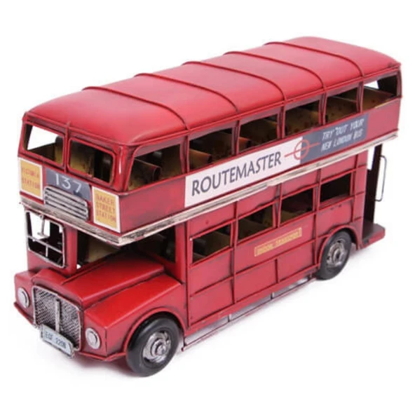 Dekoratif Metal Londra Şehir Otobüsü 32 cm - Resim 2