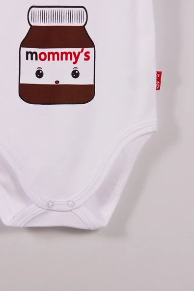 Yeni Doğan 3-12 Ay Daddy's Çikolata Askılı Unisex Body Beyaz - 2
