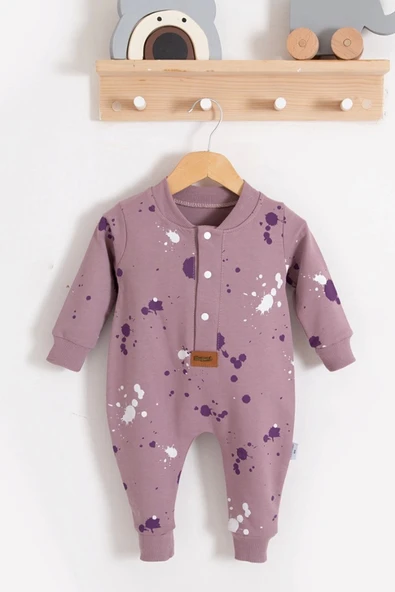 3-18 Ay Kız Bebek Tulum Puantiye Lila ürün görseli