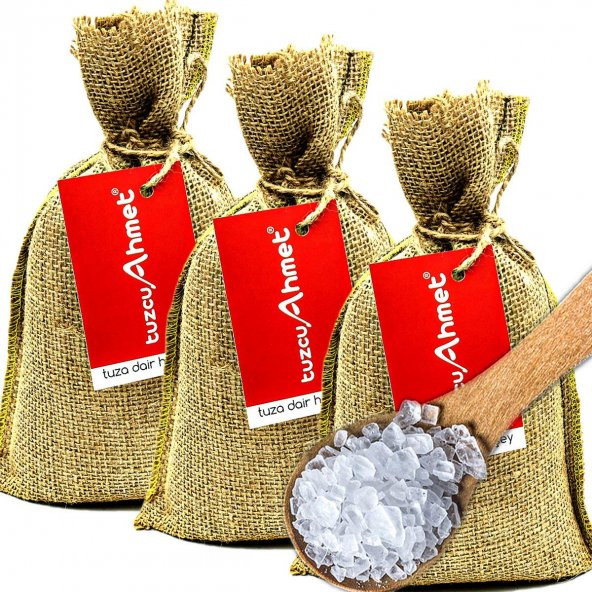 Tuzcu Ahmet  3 Adet 1 Kg Jüt Torbada İri Taneli Kristal Çankırı Kaya Tuzu