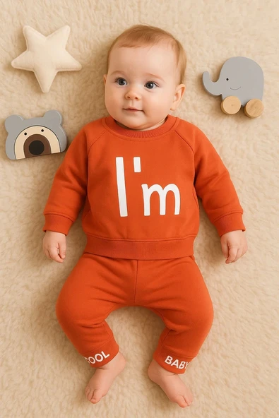 3-18 Ay Kız Bebek Takımı I'm Cool 2'li Nar Çiçeği