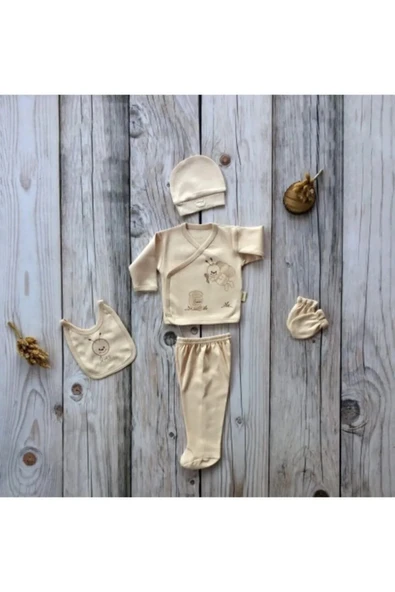 3 Ay Organik 5'li Hastane Takımı Krem - Resim 4