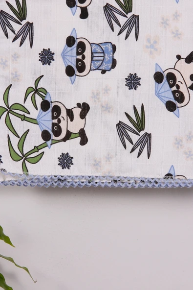 Mavi Bambu 95*120 Müslin Bebek Battaniyesi - Resim 2