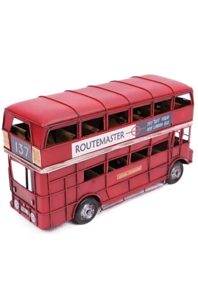 Dekoratif Metal Londra Şehir Otobüsü 32 cm - Resim 9