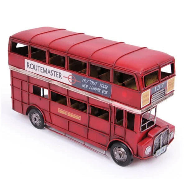 Dekoratif Metal Londra Şehir Otobüsü 32 cm ürün görseli