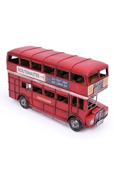 Dekoratif Metal Londra Şehir Otobüsü 32 cm - Resim 6