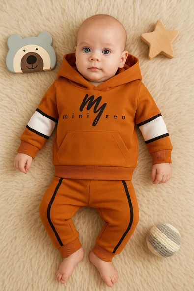 3-18 Ay Erkek Bebek Takımı Mini Zeo 2'li Kahverengi