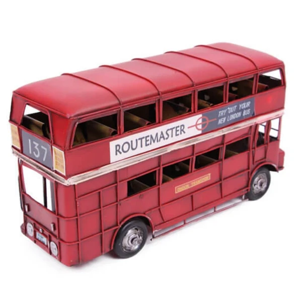 Dekoratif Metal Londra Şehir Otobüsü 32 cm - Resim 4