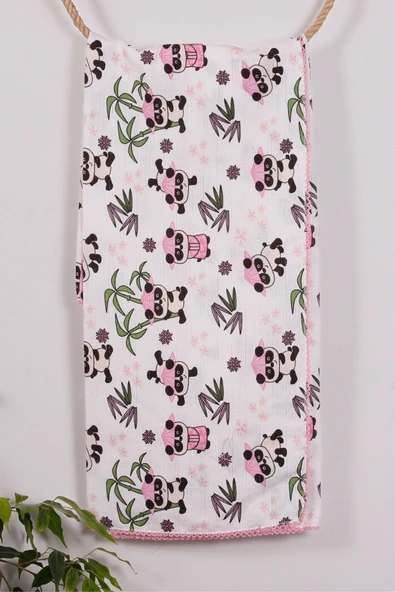 Pembe Bambu 95*120 Müslin Bebek Battaniyesi - 3