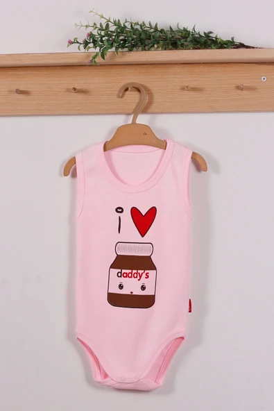 Yeni Doğan 3-12 Ay Çikolata Askılı Unisex Body Pembe