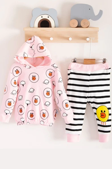 3-18 Ay Kız Bebek Alt&Üst Takımı Civciv 2'li pembe ürün görseli 1