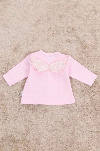 Melek Kanatlı 5'li Kız Bebek Hastane Çıkış Seti Pembe - 4