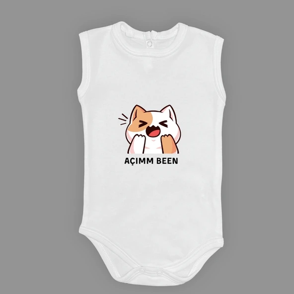 Açım Ben Kedi Baskılı Bebek Body Zıbın Çıtçıtlı Badi MNK0631 - Resim 22