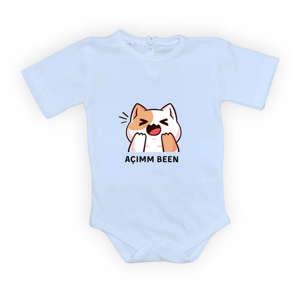 Açım Ben Kedi Baskılı Bebek Body Zıbın Çıtçıtlı Badi MNK0631 - Resim 17