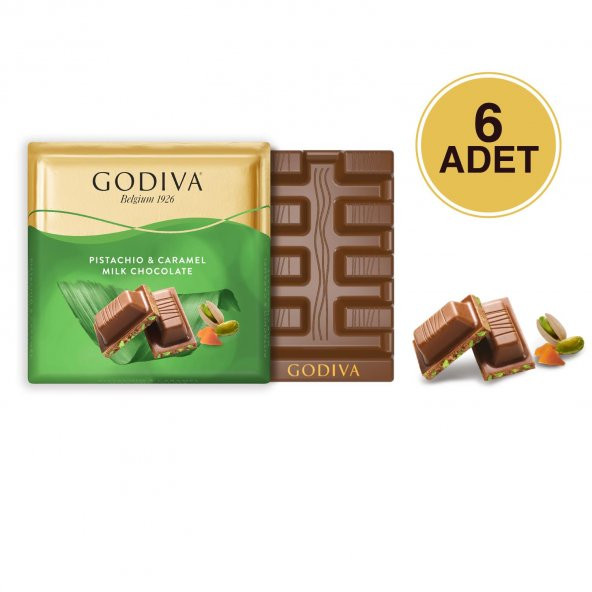 Godiva Antep Fıstık Karamel Kare Çikolata 6 Adet