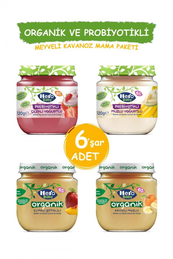 Hero Baby Organik ve Prebiyotikli Meyveli Kavanoz Mama Paketi - 1