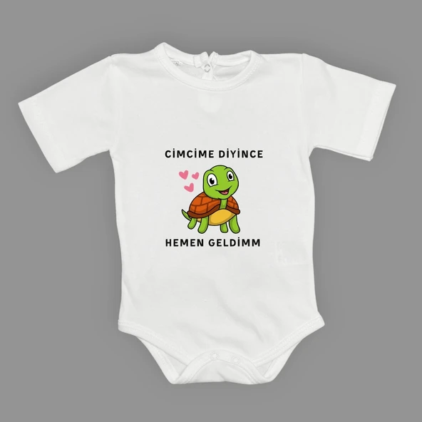 Cimcime Diyince Hemen geldimm Baskılı Bebek Body Zıbın Çıtçıtlı Badi - Resim 8