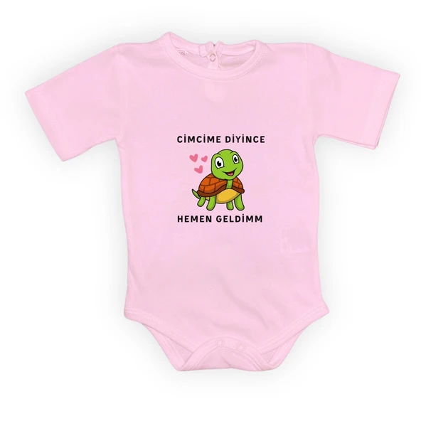 Cimcime Diyince Hemen geldimm Baskılı Bebek Body Zıbın Çıtçıtlı Badi - Resim 3