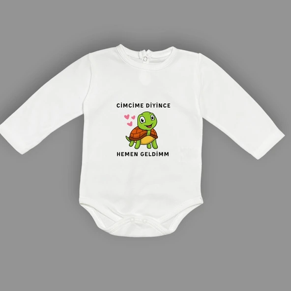 Cimcime Diyince Hemen geldimm Baskılı Bebek Body Zıbın Çıtçıtlı Badi - Resim 6