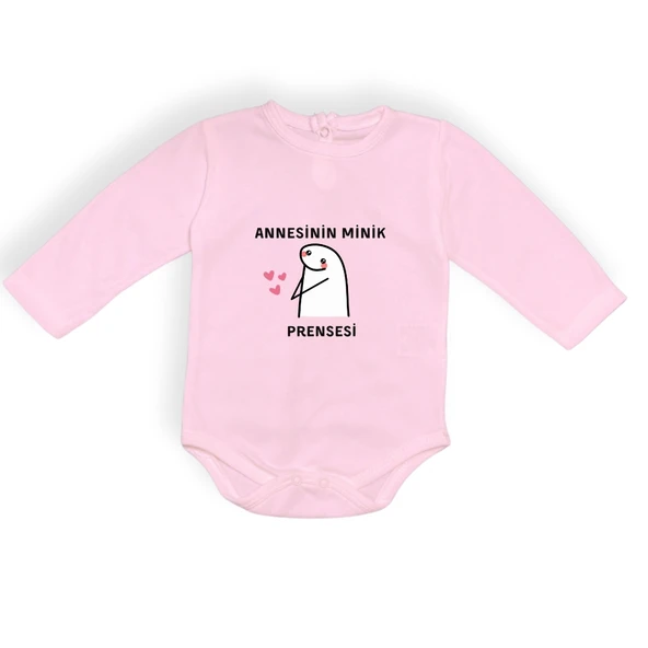 Annesinin Minik Prensesi kalpli Baskılı Bebek Body Zıbın Çıtçıtlı Badi - Resim 5