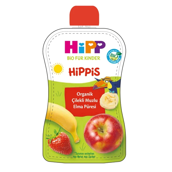 Hipp Organik Çilekli Muzlu Elmalı Meyve Püresi 100 Gr - 3