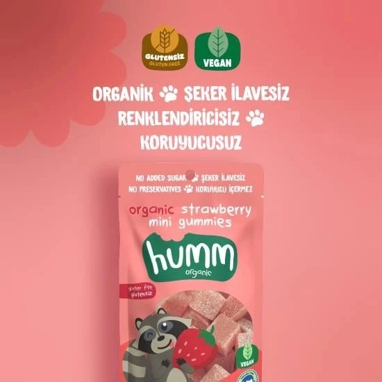 Humm Organik Çilekli Glutensiz Vegan Mini Küpler 30 Gr - 2