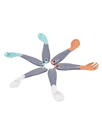 BabyJem Açılı Mama Kaşık Çatal Takımı 703 Gri - Resim 3