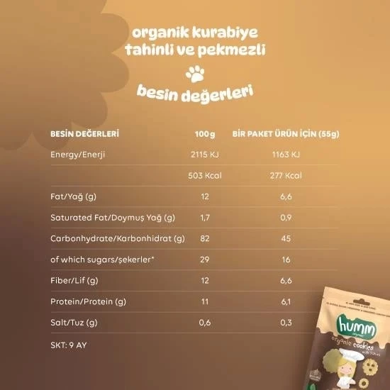 Humm Organik Tahinli ve Pekmezli Vegan Kurabiye 55 Gr - Resim 5