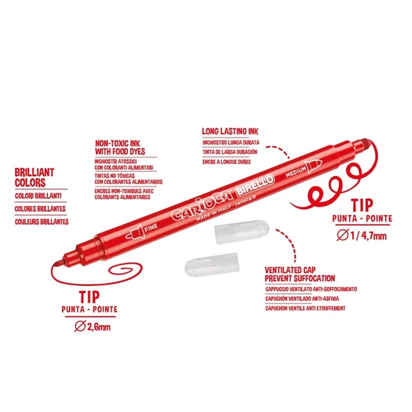 Carioca Birello Süper Yıkanabilir Çift Taraflı Keçeli Boya Kalemi 12'Li - 3