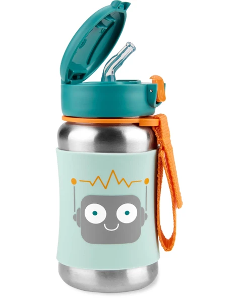 Skip Hop Zoo Pipetli Paslanmaz Çelik Suluk 350 ml Robot - 2