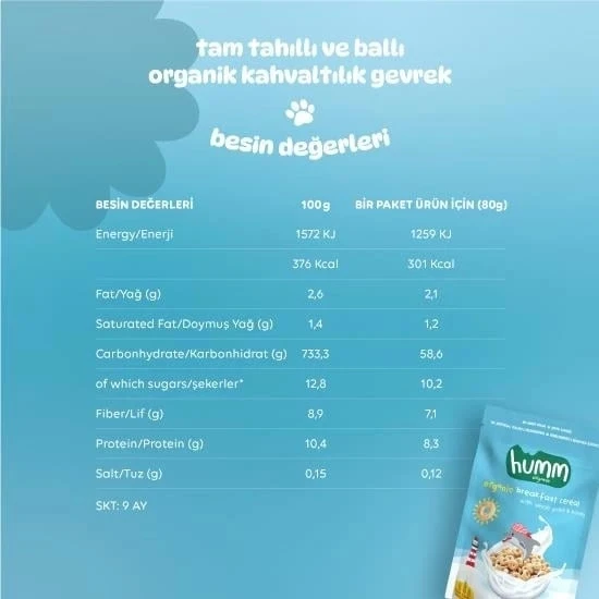 Humm Organik Tam Tahıllı ve Ballı Kahvaltılık Gevrek 80 Gr - Resim 5