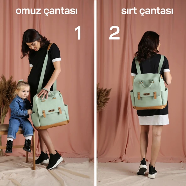 M&Y Holifera Deri Anne Bebek Bakım Sırt Çantası 7260 Siyah - 7