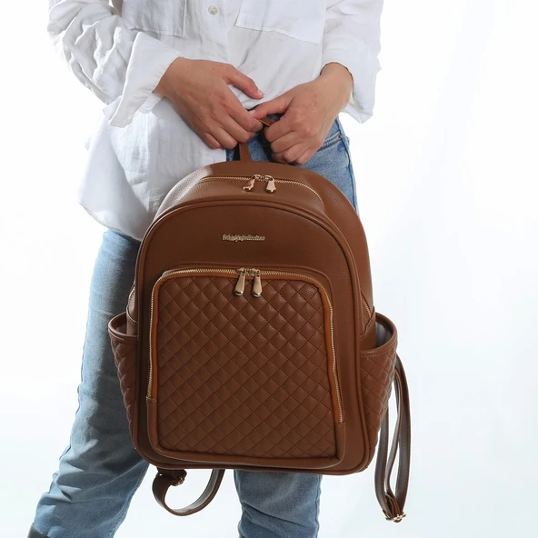 M&Y Dust Deri Anne Bebek Bakım Sırt Çantası 7130 Taba - 9