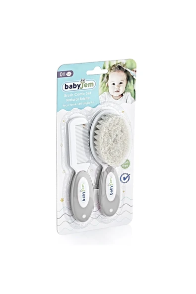 BabyJem Doğal Kıl Fırça Tarak Seti 519 Gri - 3