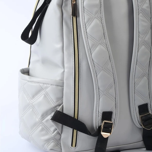 M&Y Oeste Deri Anne Bebek Bakım Sırt Çantası 7300 Gri - 3