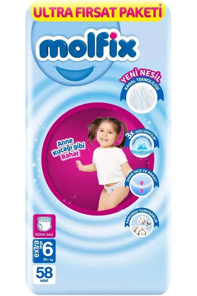 Molfix Külot Bez Ultra Fırsat Paketi 6 Beden 15+ Kg 58 Adet ürün görseli 1