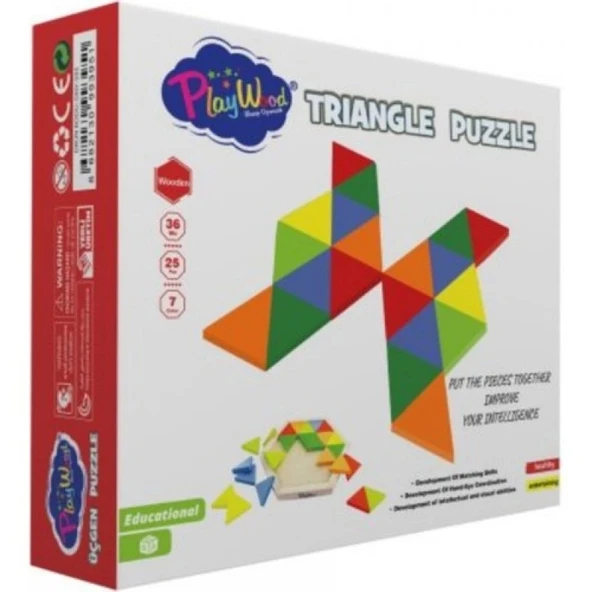 PlayWood Ahşap Üçgen Puzzle 24 Parça 395 - Resim 2