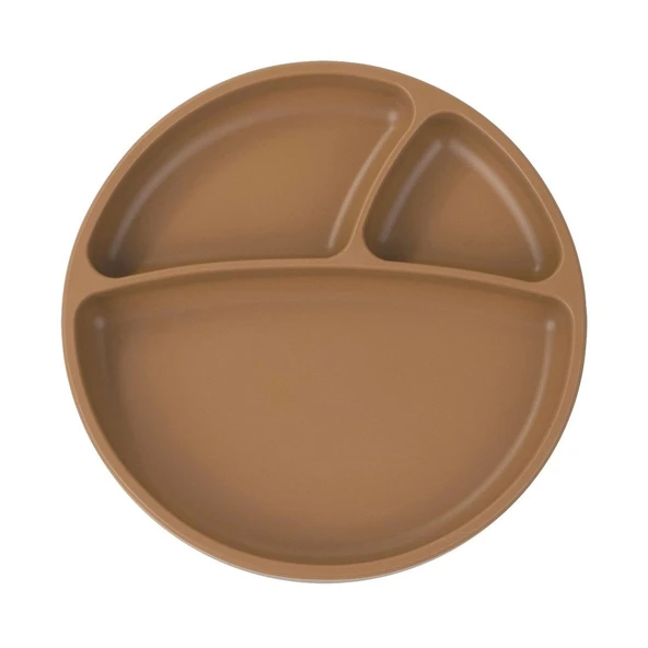 OiOi Porsiyon Vakum Tabanlı Silikon Tabak Woody Brown ürün görseli 1