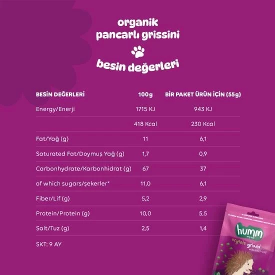 Humm Organik Vegan Pancarlı Grissini 55 Gr - 5