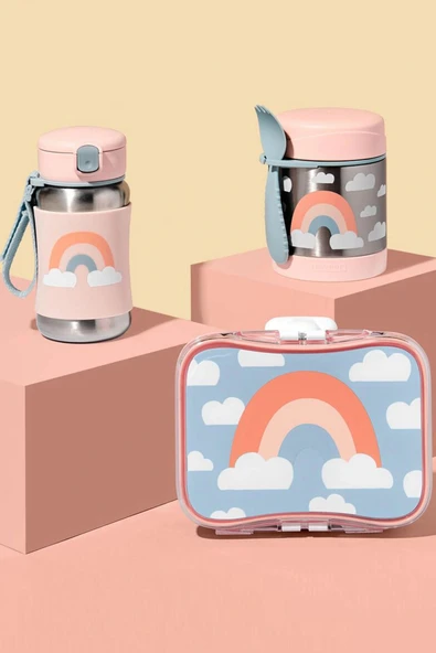 Skip Hop Zoo Pipetli Paslanmaz Çelik Suluk 350 ml Gökkuşağı - Resim 3